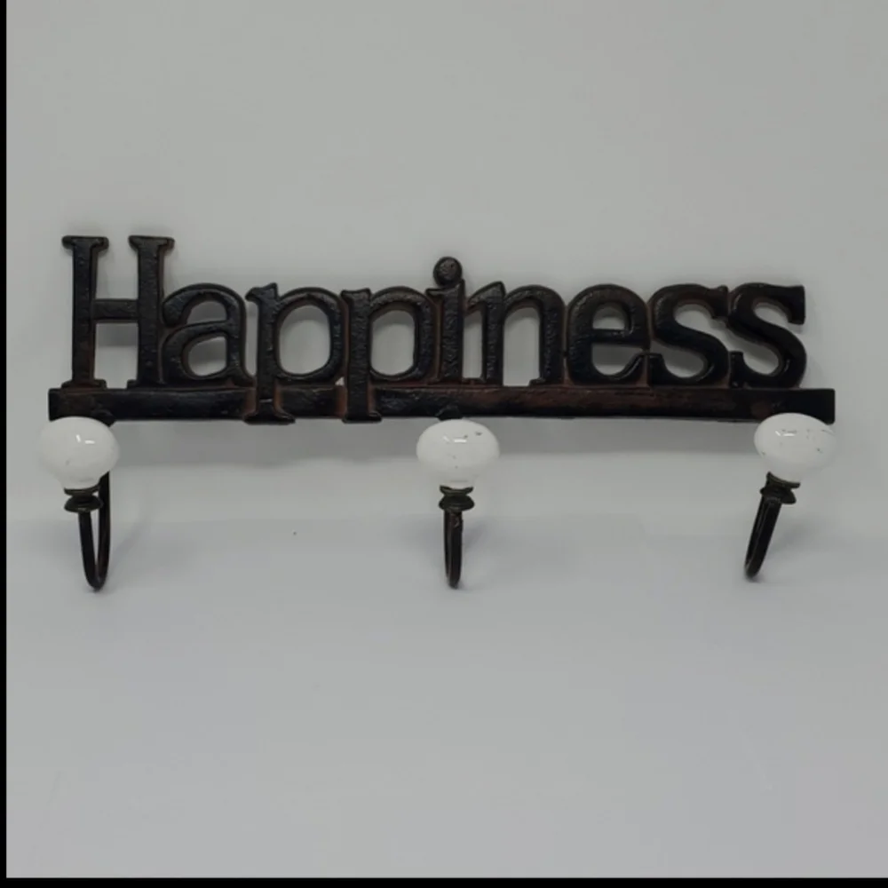Vintage Cast Iron HAPPINESS Coat Rack